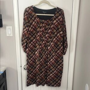Perceptions Brown Plaid Women Dress (Large)